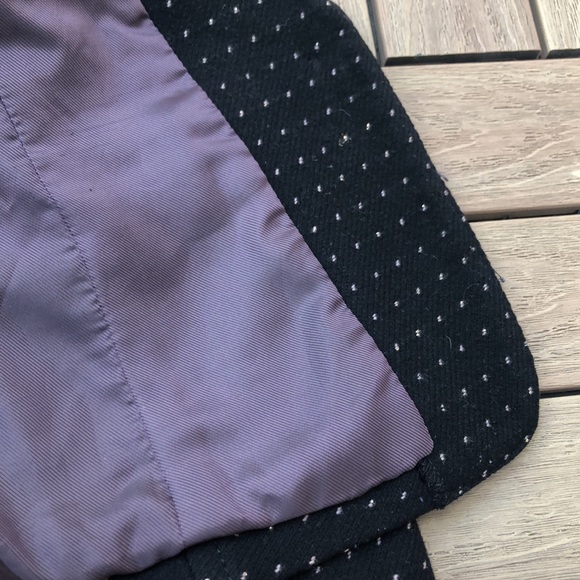 Nice Claup black white dot single button deep v neck wool blazer - Picture 13 of 14